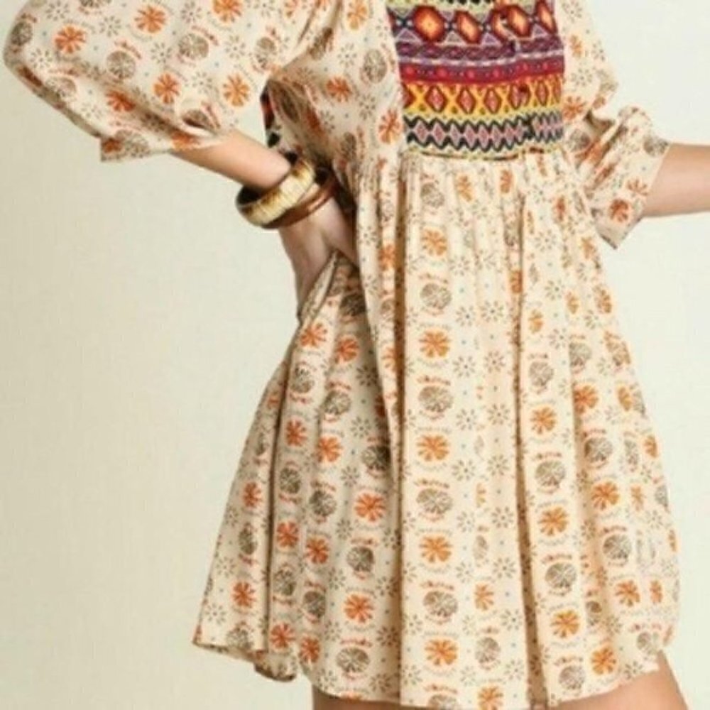 Umgee Mini Dress Tribal Boho Free Spirit
